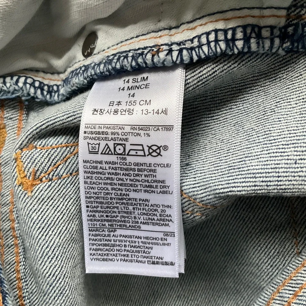 New Gap Kids Girlfriend Slim Distressed Jeans Medium Wash Blue Denim‎ Sz 14 Slim